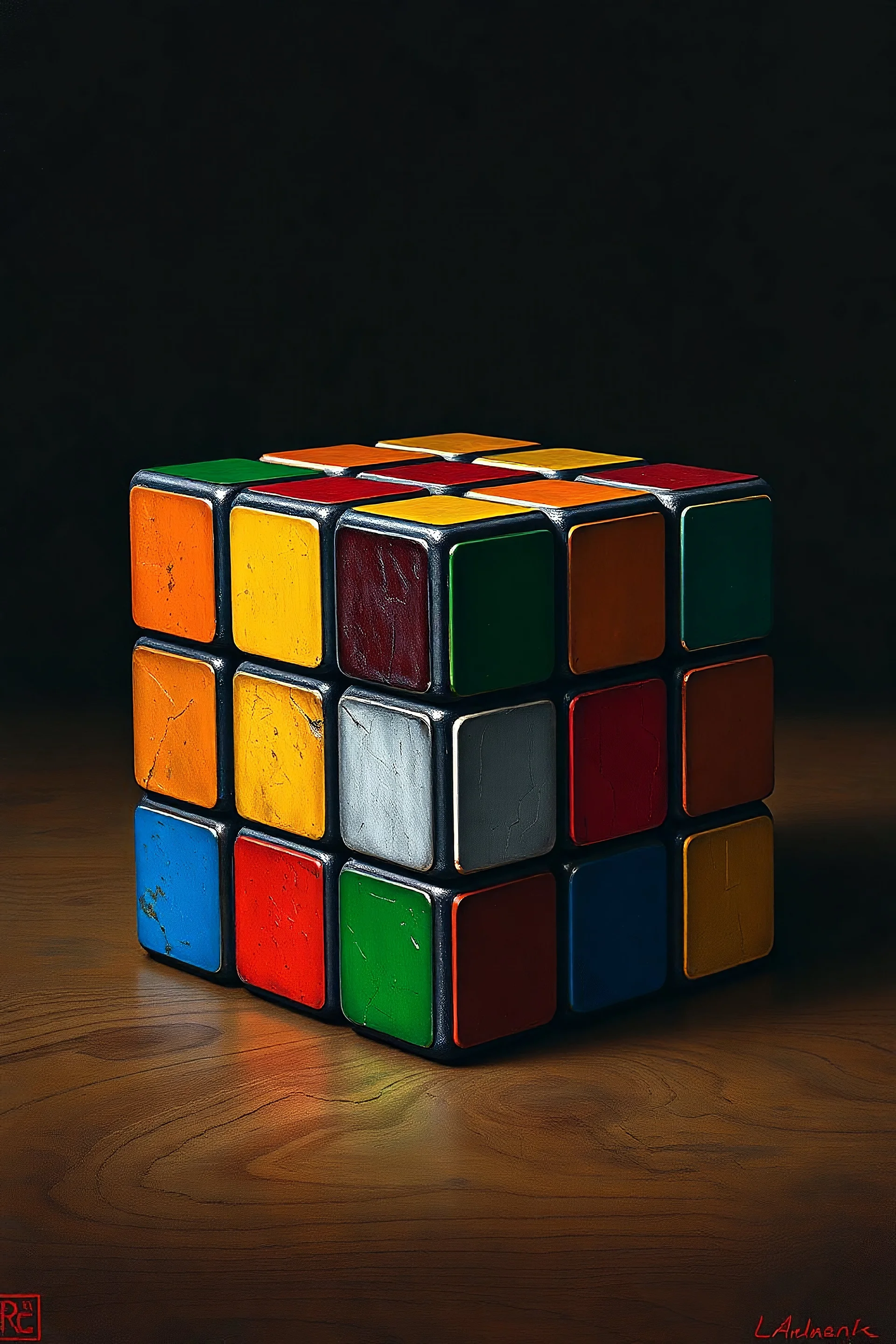 Rubik's cube in the style of rembrandt