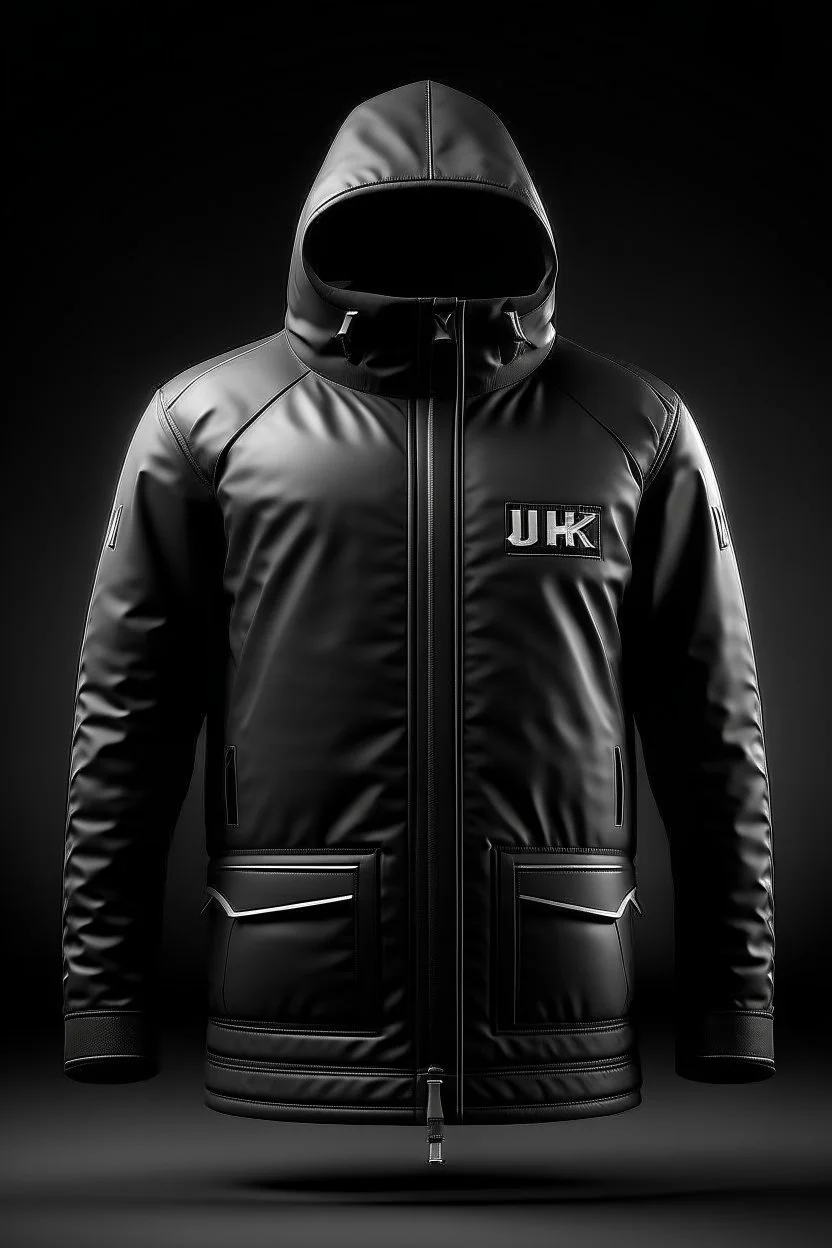 Men's coat black and contains the word jiks