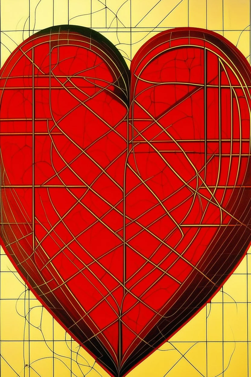 An orangish-red heart painted by Frank Lloyd Wright