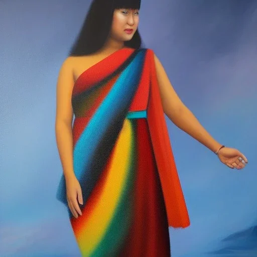 Full body portrait, painting, medium shot lady tupilaq