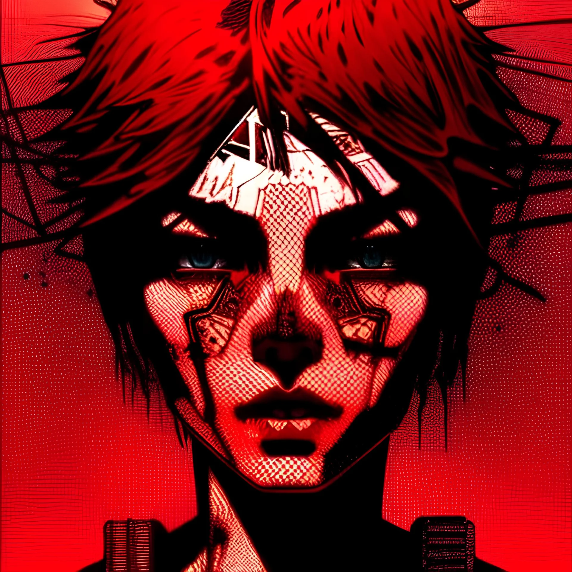 beautiful punk girl, hyper detailed, intricately detailed, illustration by <kilian eng> <Yoji Shinkawa>, darkred tones,