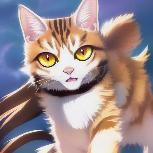 tabby cat animal, anime, ultra-detailed, white background, HD design by makoto shinkai, Granblue Fantasy