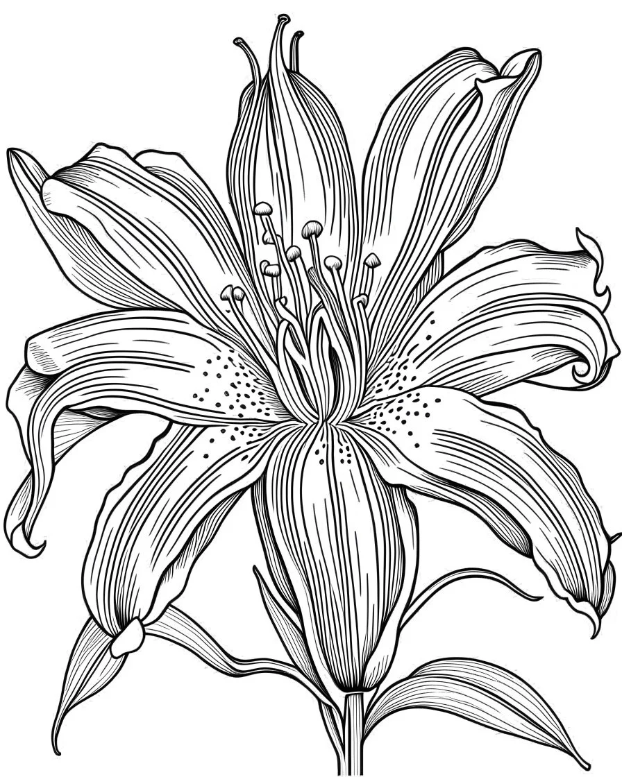 real massive Lily flower coloring page