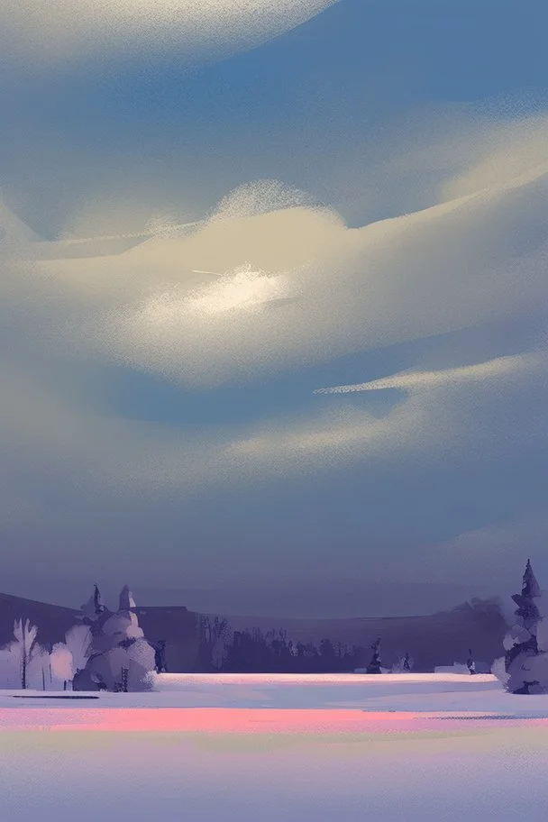 snow, sky with starts, simple paint landscape background