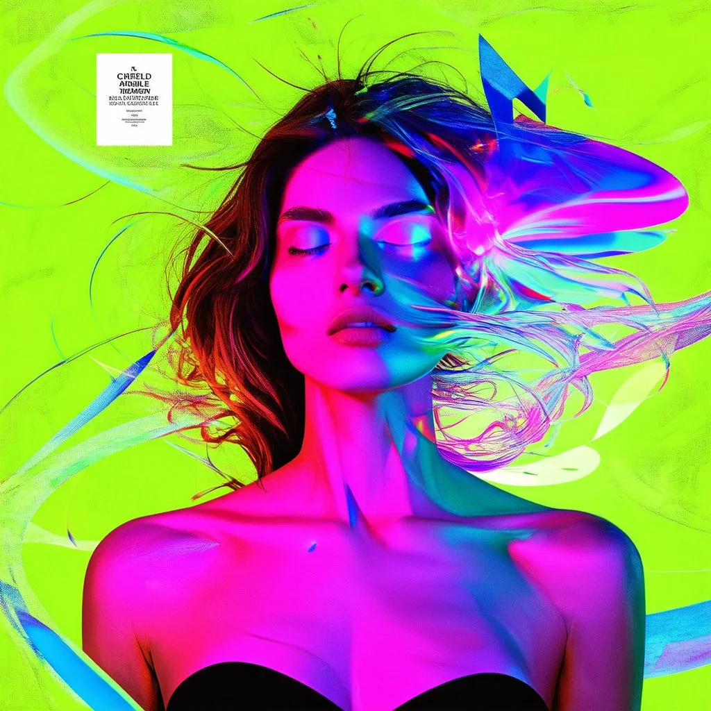 piece of album art with a women fusion with light, abstract experimental style album cover, high level of noise and subtle texture, psychedelic cover, shapes and lines