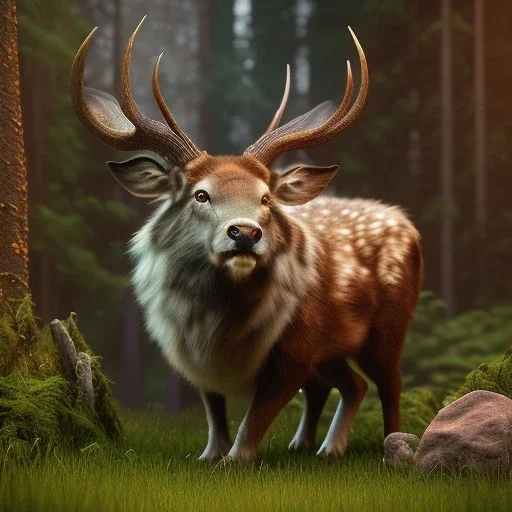 pixar art style of magestic stag in native environment, monotone color, full body, by mobeius, au naturel, hyper detailed, digital art, trending in artstation, cinematic lighting, studio quality, smooth render, unreal engine 5 rendered, octane rendered, art style by klimt and nixeu and ian sprigger and wlop and krenz cushart