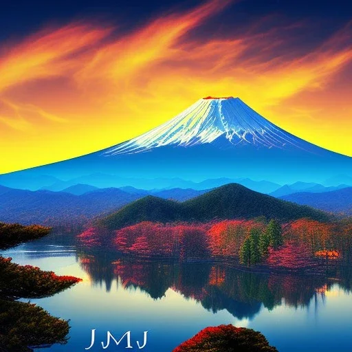 Japanes style banner, mount fuji, sun