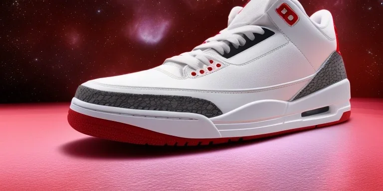 Jordan 3 sneaker in the space volumetric lighting