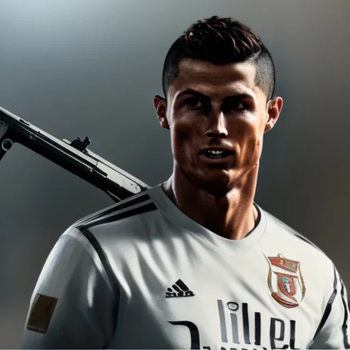 Cristiano Ronaldo in call of duty warzone have ak47 in his hand