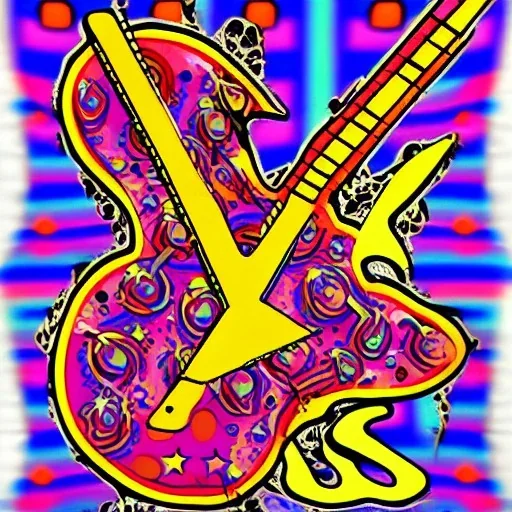 PEACE electric guitar PEACE psychedelic hippie trippy acid LSD PEACE GUITAR peacesign HIPPIE FLAG