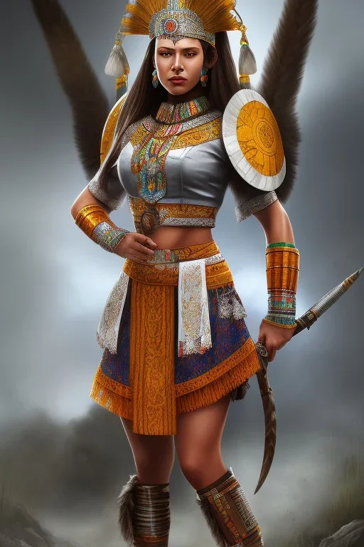 Full Body photo, aztec warrior, female, detailed