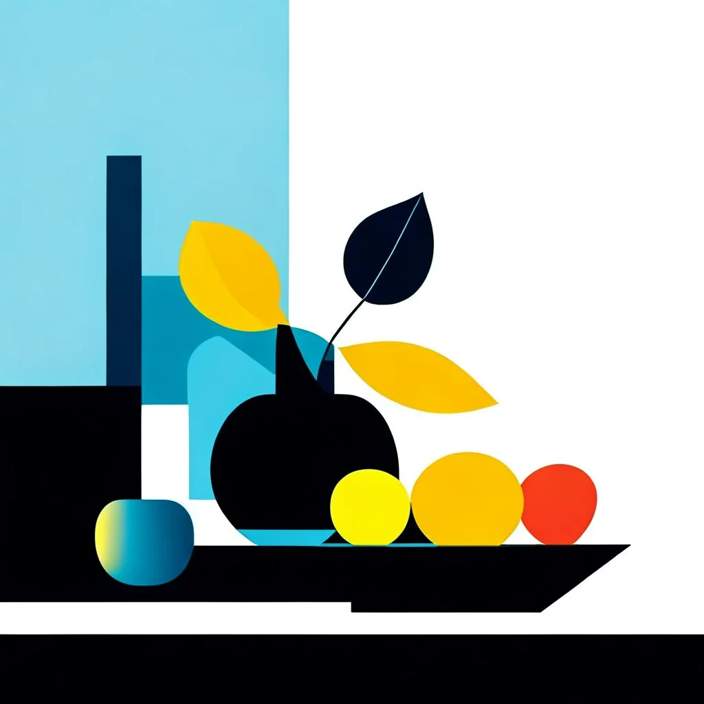 Vector graphics of a minimalistic composition, still life, strong colors