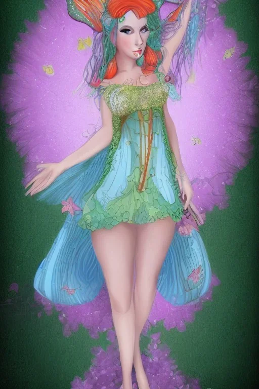 Portrait lady, full body shot, full-color long shot style of summerfairycoquette