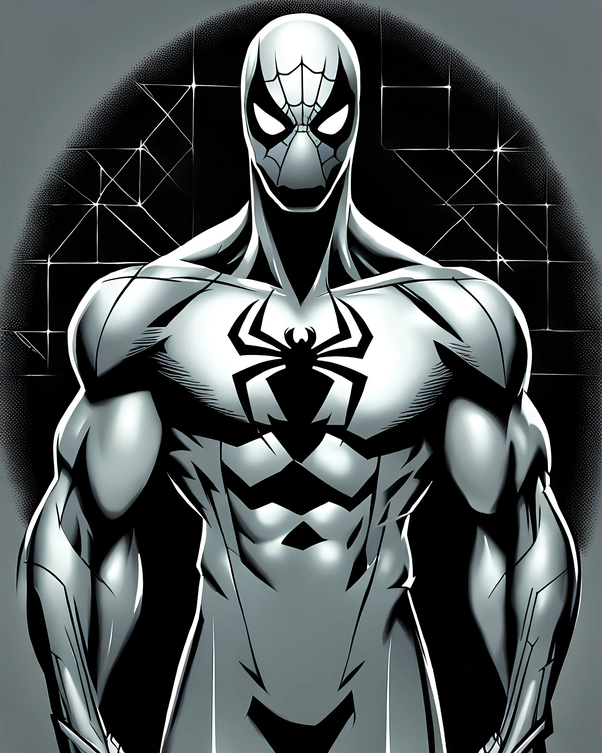 High Quality Illustration of a light gray Marvel Symbiote has a large x on chest does not look like spiderman