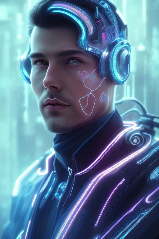 cyberpunk, head, men, portrai, tron