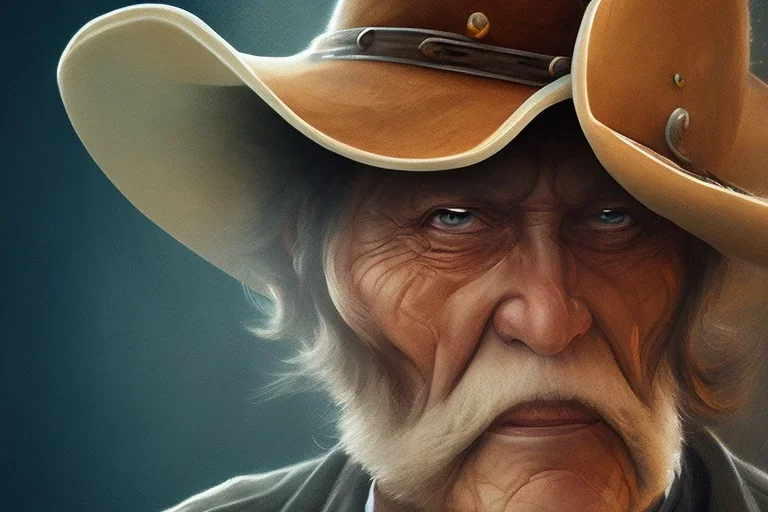 old RUGED cowboy face hat