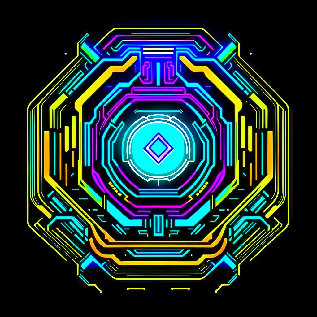 cyberpunk retro futuristic police symbol for comics