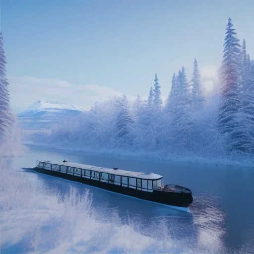 Alaska river winter steamboat nenana