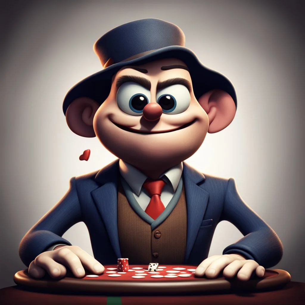 poker player, stylized, pixar