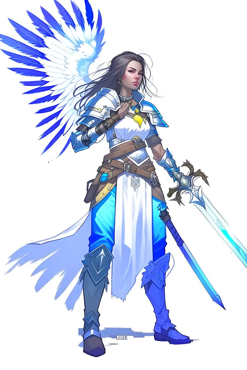 female aasimar barbarian with great sword dnd character