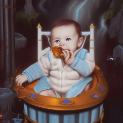 a baby in a fantasy card illustration, disney style