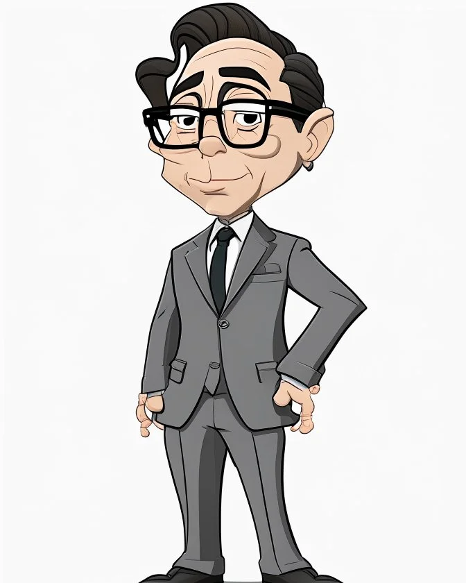 Gustavo Petro clip art cuerpo completo traje gris no corbata obra de arte caricatura detallado 4k