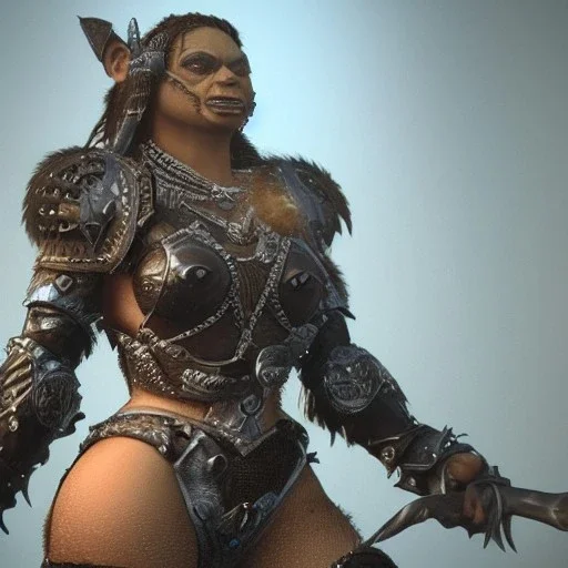 Beyonce orc in armor character very detailed cinematic fantasy unreal engine photo realistic