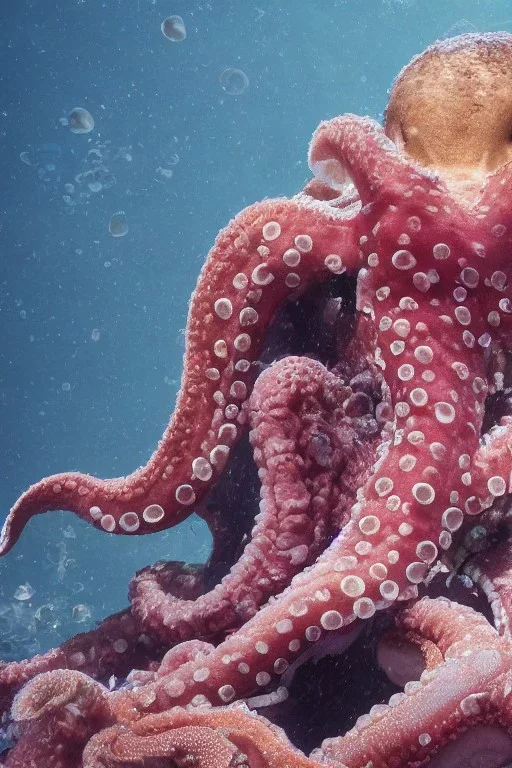 magical octopus swimming calmly underwater