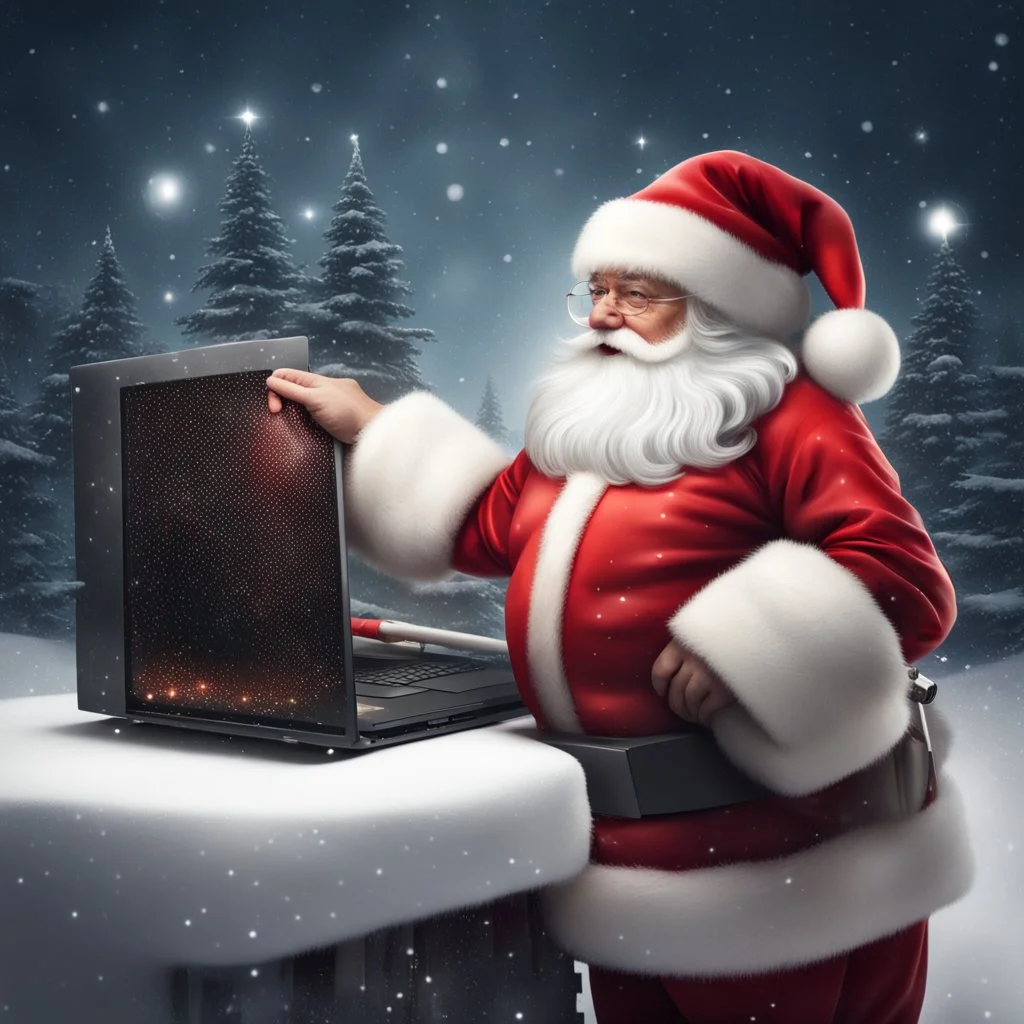 Santa Claus installing a Linux distribution