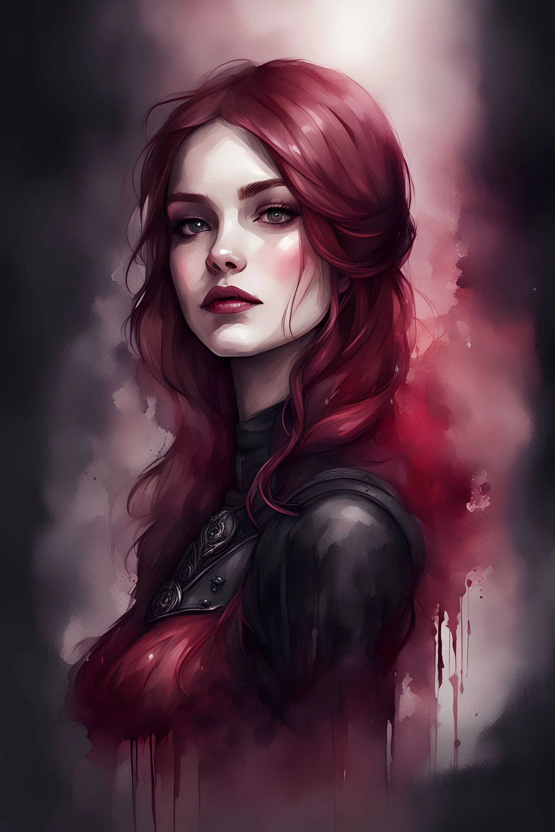 watercolor burgundy and black gothic objects, Trending on Artstation, {creative commons}, fanart, AIart, {Woolitize}, by Charlie Bowater, Illustration, Color Grading, Filmic, Nikon D750, Brenizer Method, Side-View, Perspective, Depth of Field, Field of View, F/2.8, Lens Flare, Tonal Colors, 8K, Full-HD, ProPhoto RGB, Perfectionism, Rim Lighting, Natural Lighting, Soft Lighting, Accent Lighting, Diffraction Grading, With Imperfections