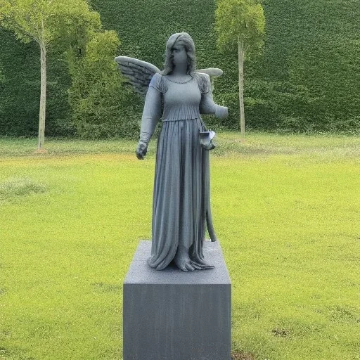 Huge statue of Angel, highly realistic, 8k, empty square, overgrown