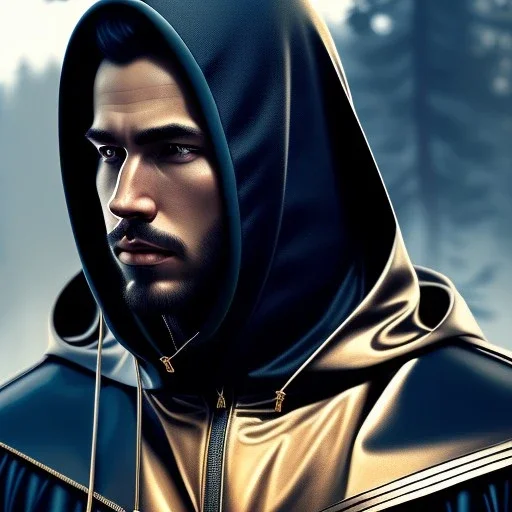 ultra realistic illustration, man in a dark blue hood, with black hair, mysterious, poker man, highly detailed, digital painting, artstation, concept art, smooth, sharp focus, illustration, art by artgerm and greg rutkowski and alphonse mucha