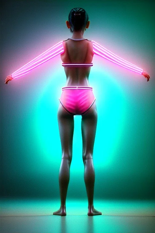 Ultra Realistic image, young brunette blonde woman, yakuza full body tattoo, waist up portrait, small stature, small chest, transparent latex coat, pink panties, rain, fog, hot, dark, leds, neon, cyberpunk, vibrant color, highly detailed, art stations, concept art, smooth, unreal engine 5, god rays, ray tracing, RTX, lumen lighting, ultra detail, volumetric lighting.