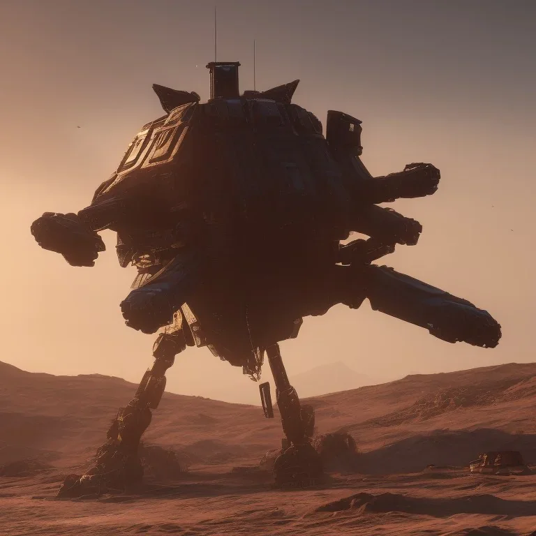 Armored Core machine robot fight another Armored Core fly in the sky in the desert with beside the ocean where you can see the space in the sky with twilight on the horizon, 4k resolution