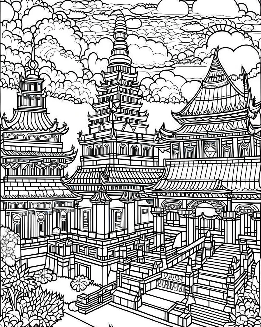 coloring pages for kids, Thai line art , 3D paper art, illustration cartoon style, thick lines, low detail, black and white, no shading, --ar 85:110
