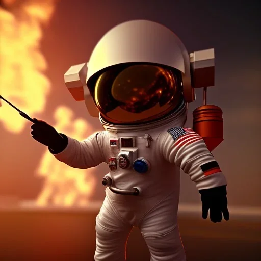 astronaut burning meat barbecue unreal engine 5, octan render