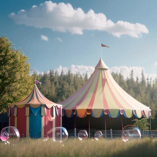 Ultra realistic circus scene. Sweet big hair monster floating. Child’s playing.msmile. happy, color bubbles, smooth color, waist up view, Wes Anderson style, a lot of people background, highly detailed, concept art, unreal engine 5, god rays, ray tracing, RTX, lumen lighting, ultra detail, volumetric lighting, 3d, finely drawn, high definition, high resolution.