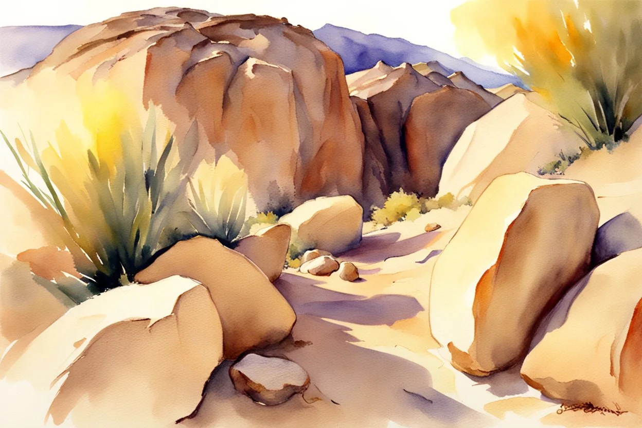 Sunset, rocks, mountains, rocky land, epic, john singer sargent watercolor paintings