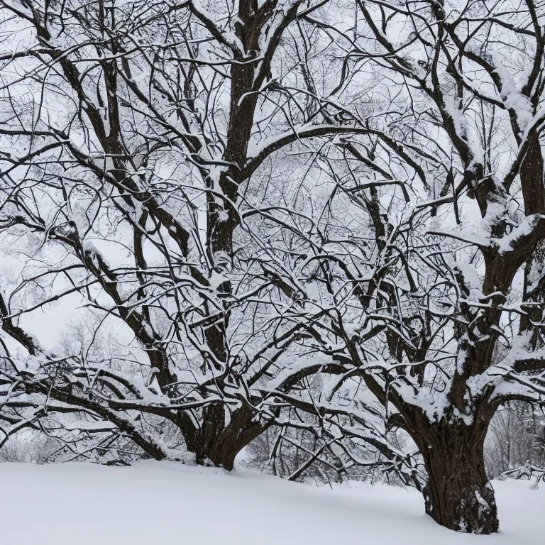 Branch ate in the snow