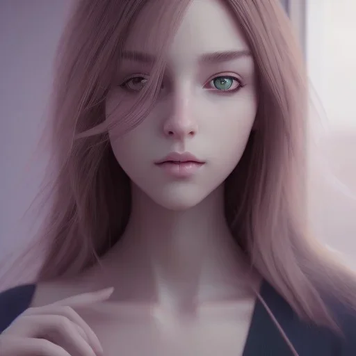 female student studying by the window, anime style,perfect face, cool face, ultra detail, unreal engine 5, cinema4d, sun light, studio lighting --ar 1:1 --v 4