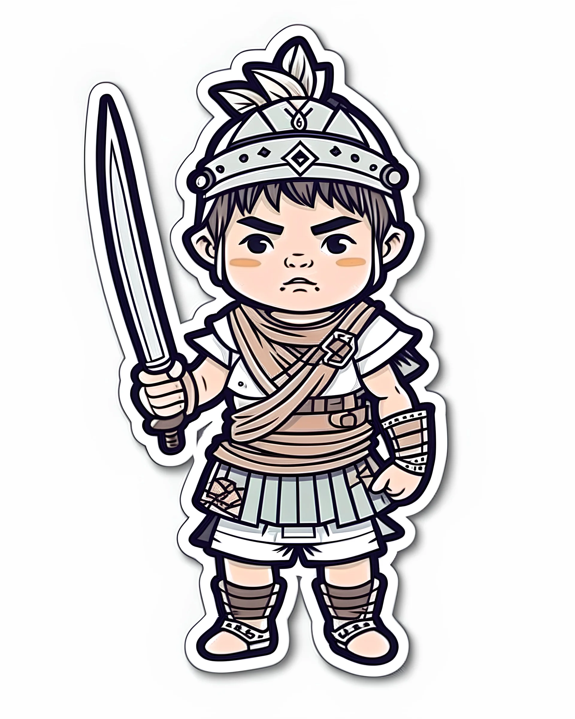 child warrior wears a diaper sticker