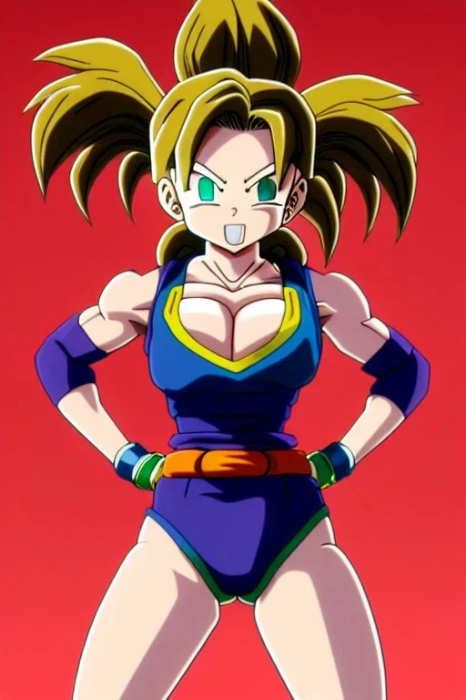 In the style of Toriyama, hyper detailed, strikingly beautiful teen female, 16 years old, long ponytail, ginger hair, green eyes, medium freckles, full lips, micro top, full body, full face, tiny breasts, athletic, centred camera, ignore NSFW, thong, Videl, athletic