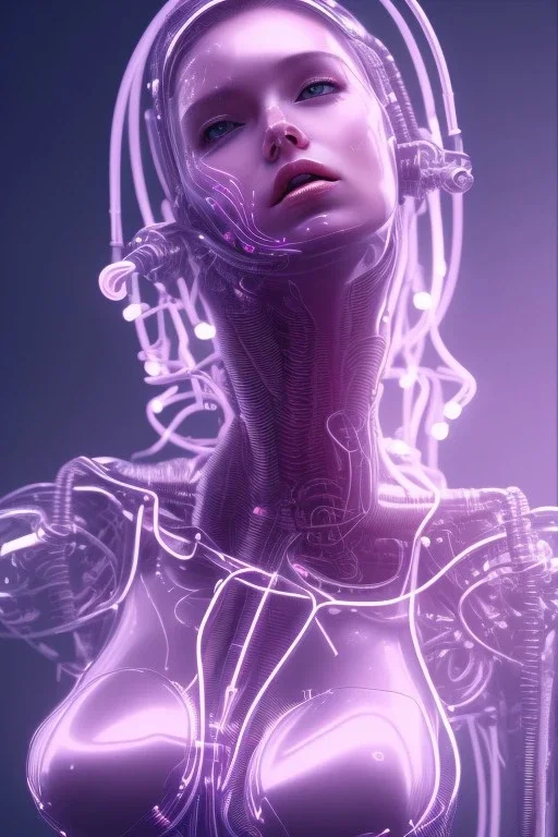 cyberpunk, pink latex body, women, body portrai, big boobs, highlight eyes perfect, skin, tron, cyborg, perfekt sexy, real, dream, hr giger