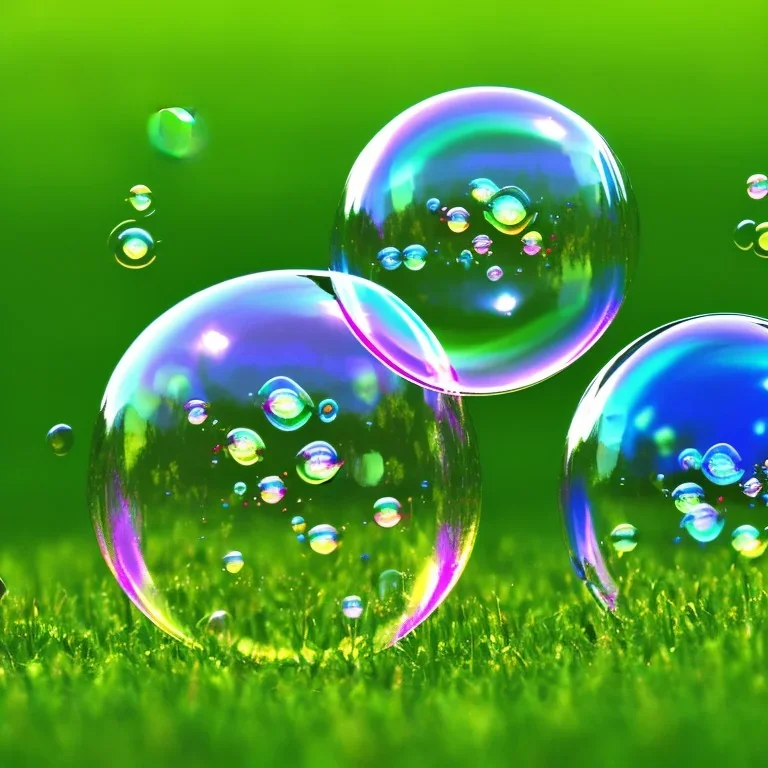 Soap bubbles on grass