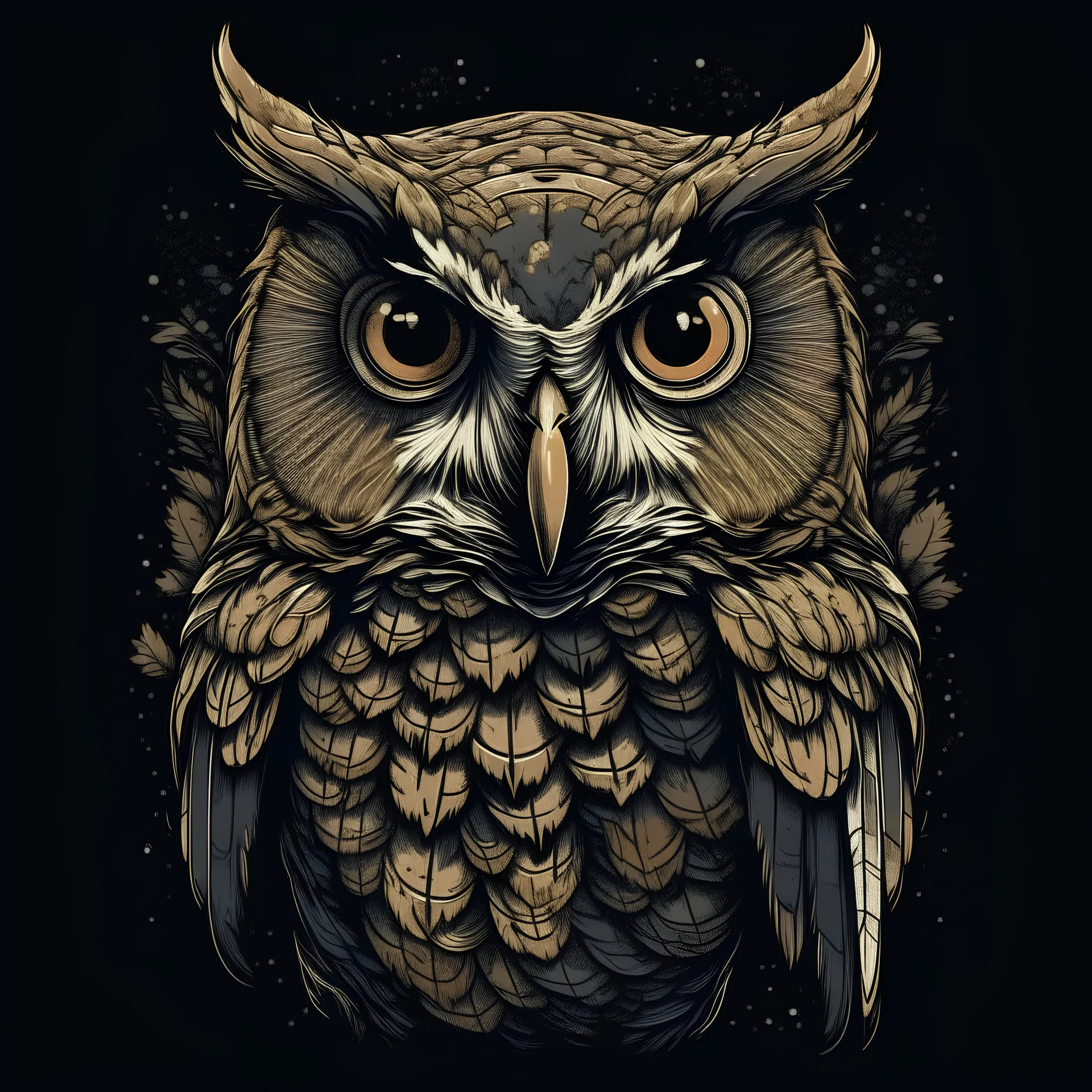 full body head on owl t shirt design