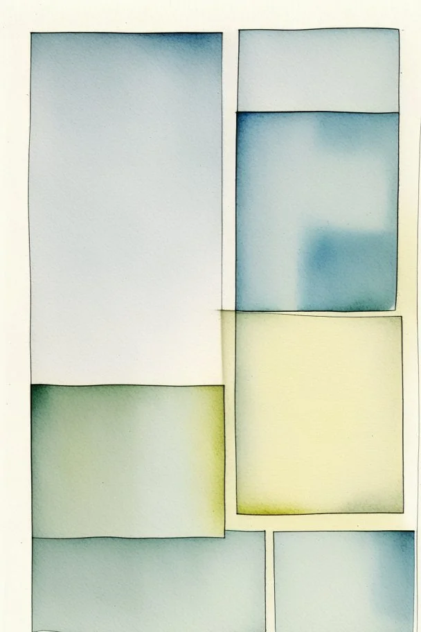 Abstract watercolor in the style of Agnes martin. Sketchy pencil outlines