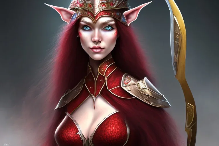 crimson haired sorceress elven