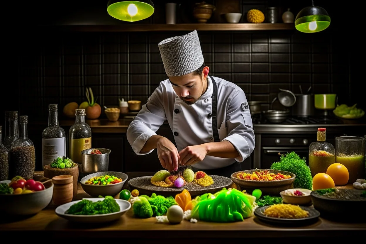 الصورة تعكس لحظة سحرية من عالم الطهي، حيث يتعلم الشخص تقنيات جديدة ويستمتع بتحضير وجبة لذيذة. يتجسد فيها التفاني والإبداع في تجربة متعة الطهي وتحويل المكونات إلى أطباق فنية تثري الحواس. هي دعوة للاستمتاع برحلة تطوير الذات واكتشاف أسرار الطهي بأسلوب مميز.