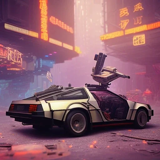 cyberpunk army DeLorean,cyberpunk 2077,center composition, ultra realistic,shiny, smooth, studio quality, octane render, Surrealism, Triadic colour scheme,glow-stick, ambient lighting,nightclub lighting, polaroid, 100mm, --ar 1:1 --v4