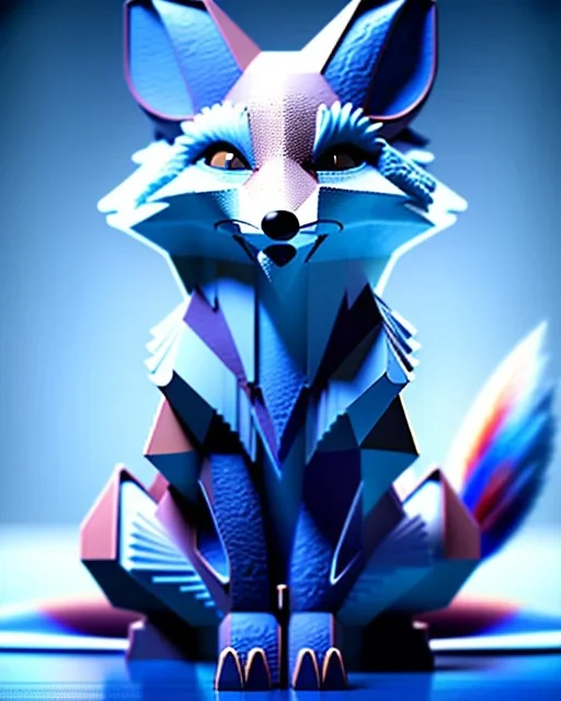 clean art of a cute fantasy fox creature made of segments of stone, soft lighting, soft pastel gradients, high definition